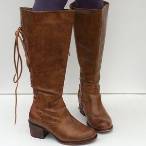 Torrid Back Lace-Up Wide Calf Knee High Boots 8W